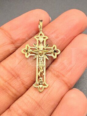 14K Yellow Gold Fancy Crucufix Pendant
